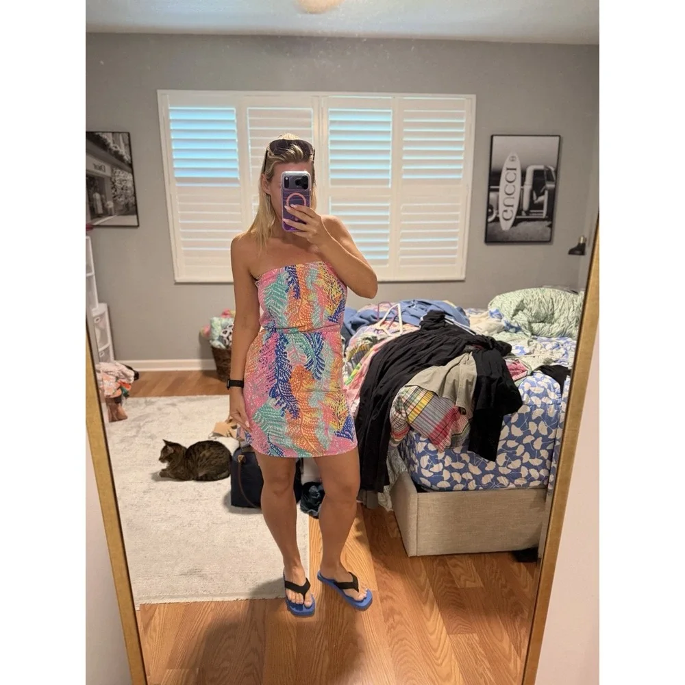Lilly Pulitzer Windsor Strapless Dress -Electric Feel Size XS coverup Beachy - Picture 10 of 16